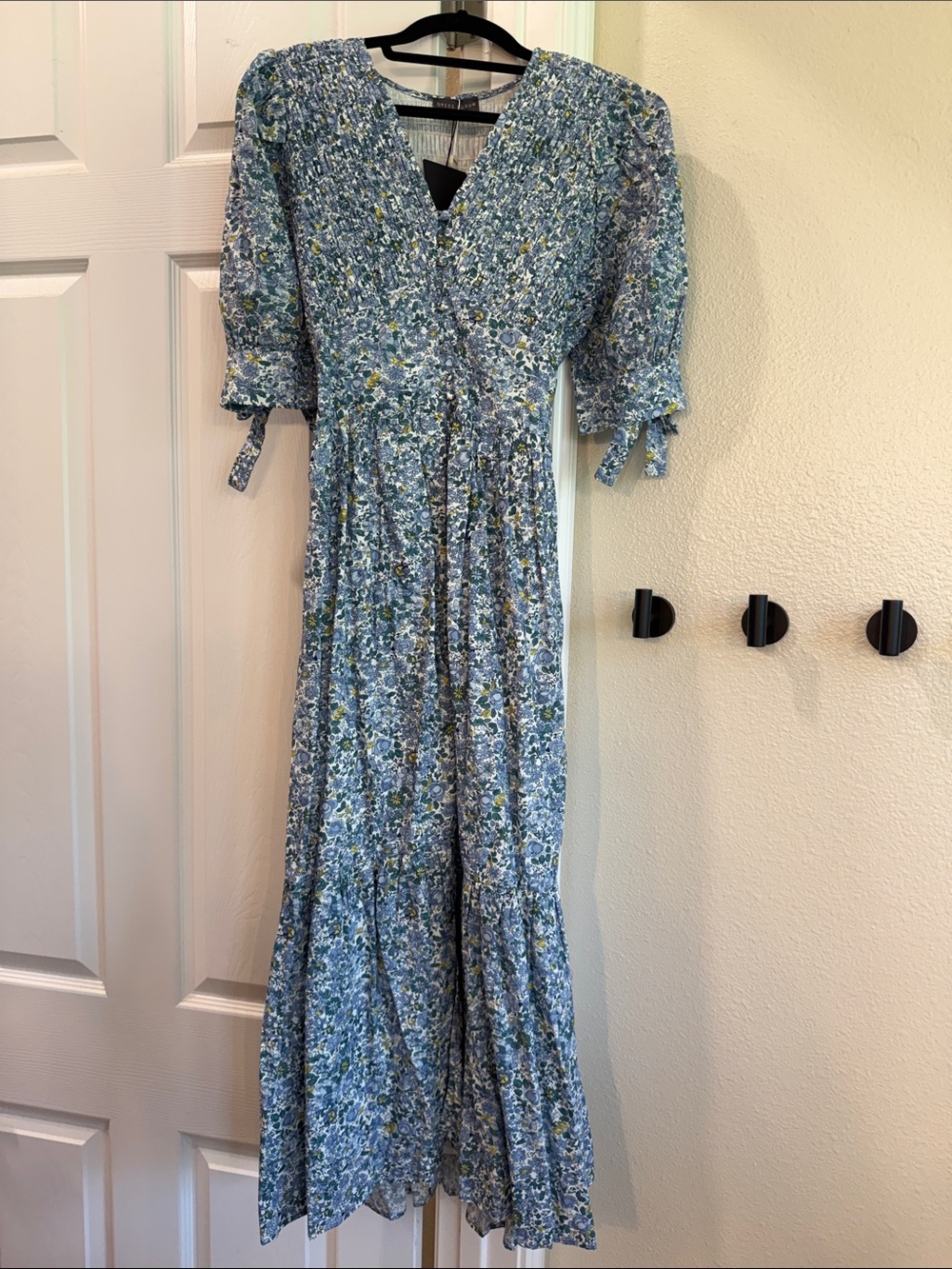 bohme Blue Floral Maxi Dress NWT
